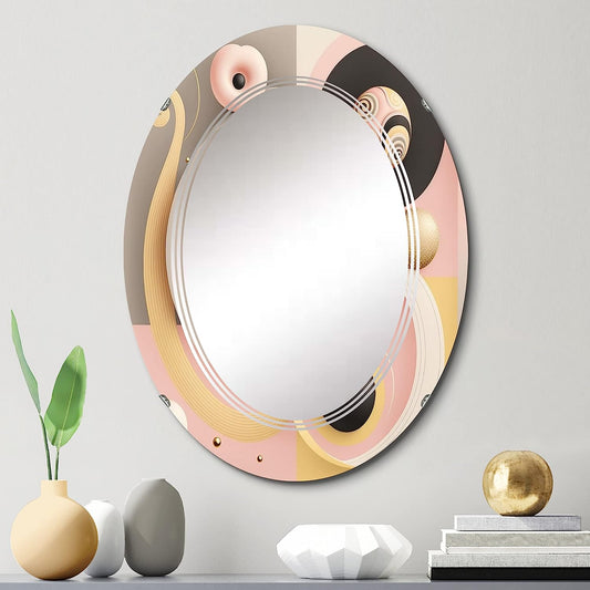 Dance of The Golden Sphere- Vanity Mirror, Bathroom Mirrors, Wall Mirrors for Living Room, Bedroom - Oval Mirror - Large 20'x30', 24'x36'