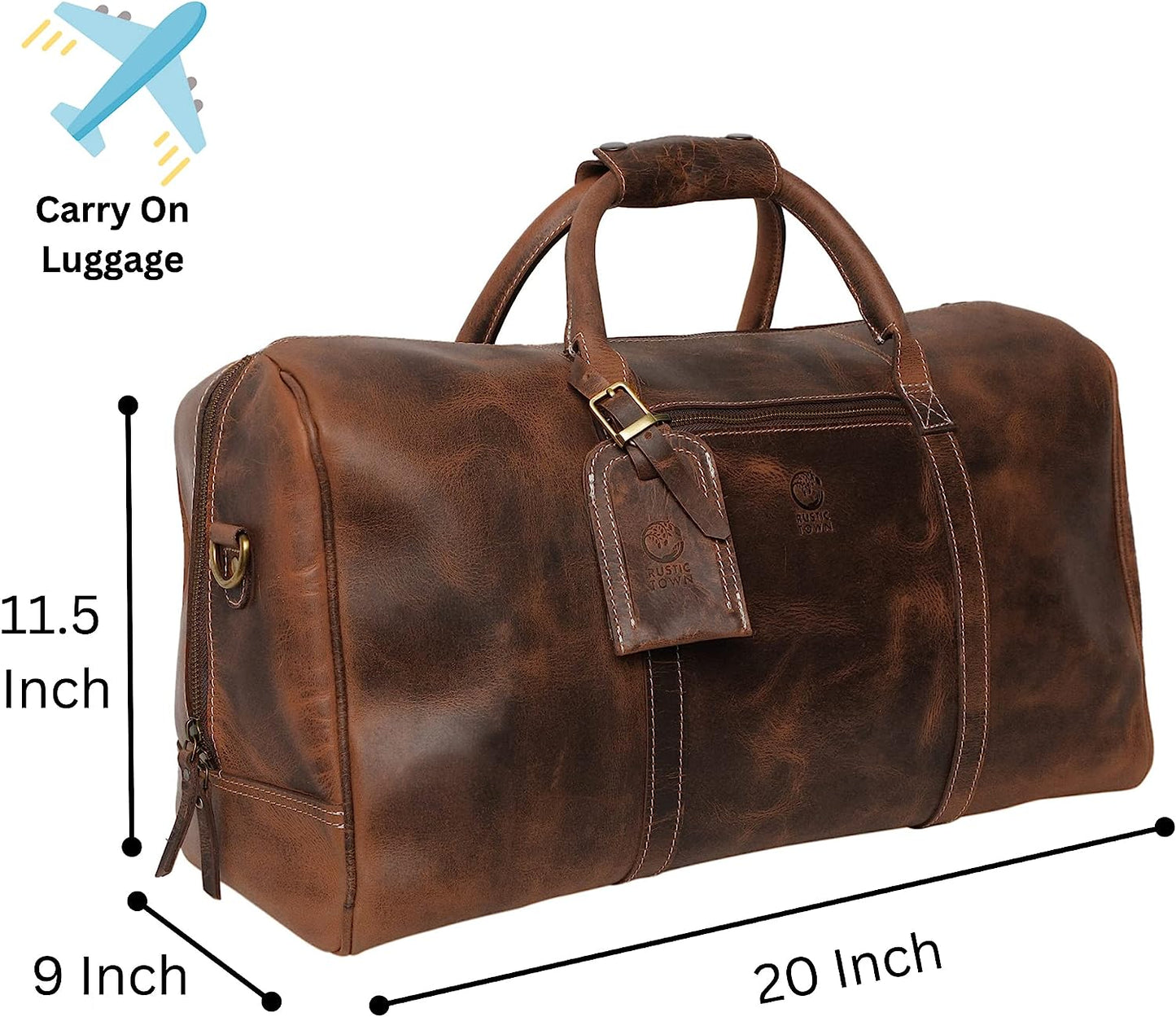 Handmade Leather Travel Duffel Bag - Airplane Underseat Carry On Bags by