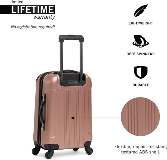 Out Of Bounds 28-Inch Check-Size Lightweight Durable Hardshell 4-Wheel Spinner Upright Luggage, Rose Gold