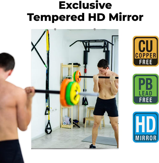 Full Length Mirror 1/4" Thick Frameless Activity Mirror for Gym and Dance Studio Mirrors, Vanity Mirror - Flat Edge Standard Mirrors, 48" x 72"