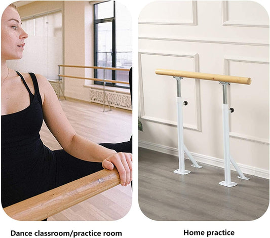 Ballet Barre for Home Portable Ballet Bar Floor Mounted Barre Bar Adjustable Height Home School Studio Gym Dancing Double Bar Dance Barre Freestanding Adjustable Bar for Stretch (Pink 1.5 m)