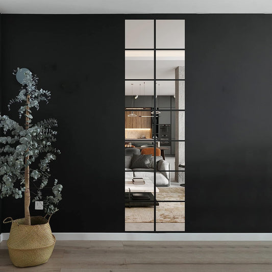 Home Gym Mirrors, 12'' x 12'' Glass Mirror Tiles (16 PCS), Square Large Wall Mirror for Home Gym, Bedroom, Door,Bathroom, Frameless Mirror Sets