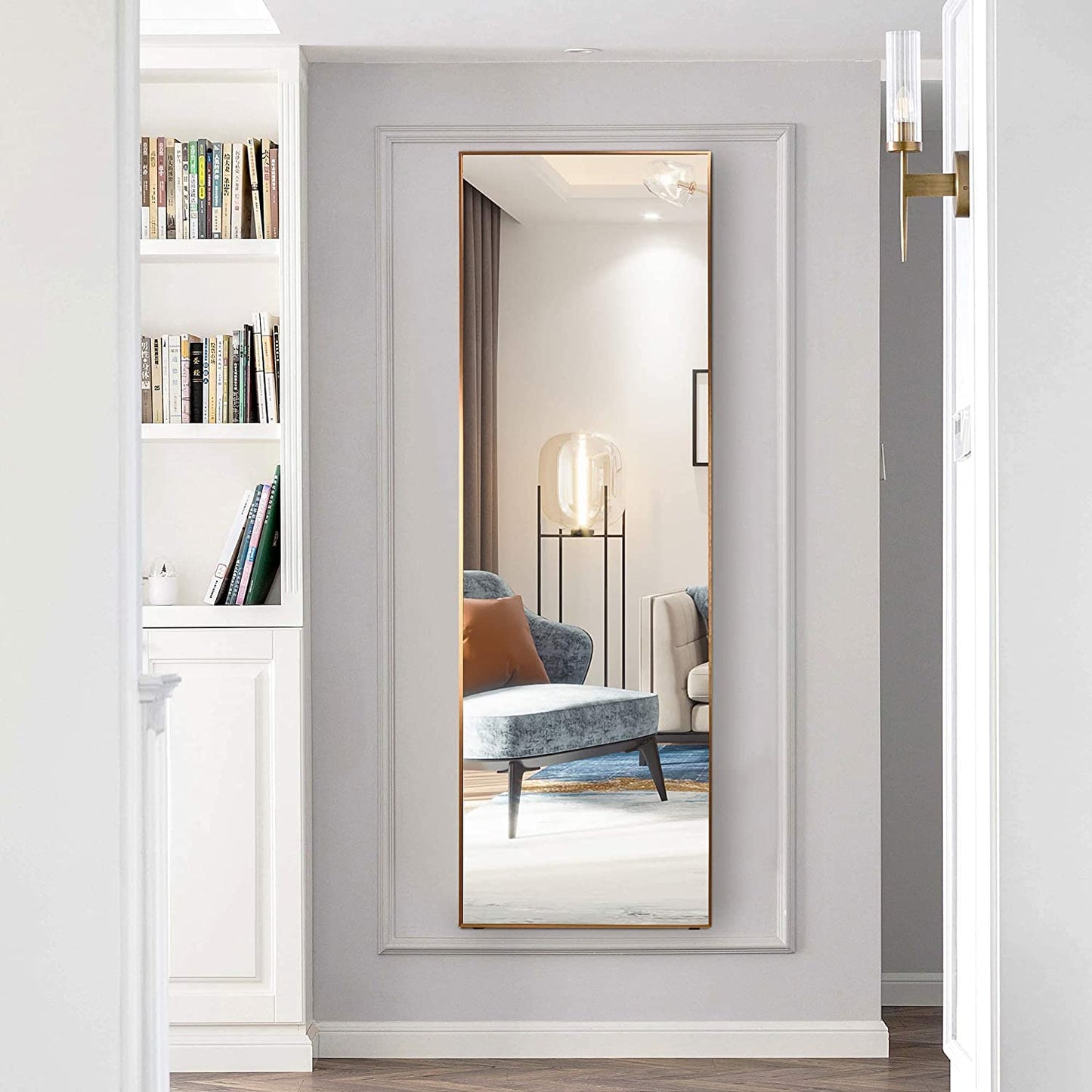 Full Length Floor Mirror, Free Standing Body Mirror, Wall Mounted Hanging Mirror, Large Dressing Mirror, Leaning Against Wall Mirror, Big Mirror for Bedroom Living Room Locker Room, 63"x20"