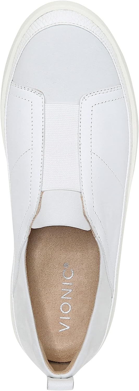 Women's Essence Zinah Platform Slip-on Fashion Sneaker- Leather Shoes That Include Three-Zone Comfort with Orthotic Insole Arch Support, Medium Fit