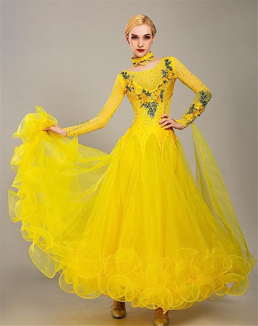 Women Ballroom Standard Dance Dress Tango Dress Vintage Waltz Dancing Ballroom Competition Costumes