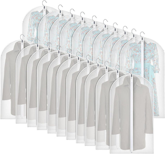 50 Pcs Hanging Clothes Bag Hanging Garment Bags Clear Suit Bag with Full Zipper Lightweight Mothproof Dust Cover for Hanging Shirts Suit Uniforms Jackets Closet Clothes Storage (48 Inch)