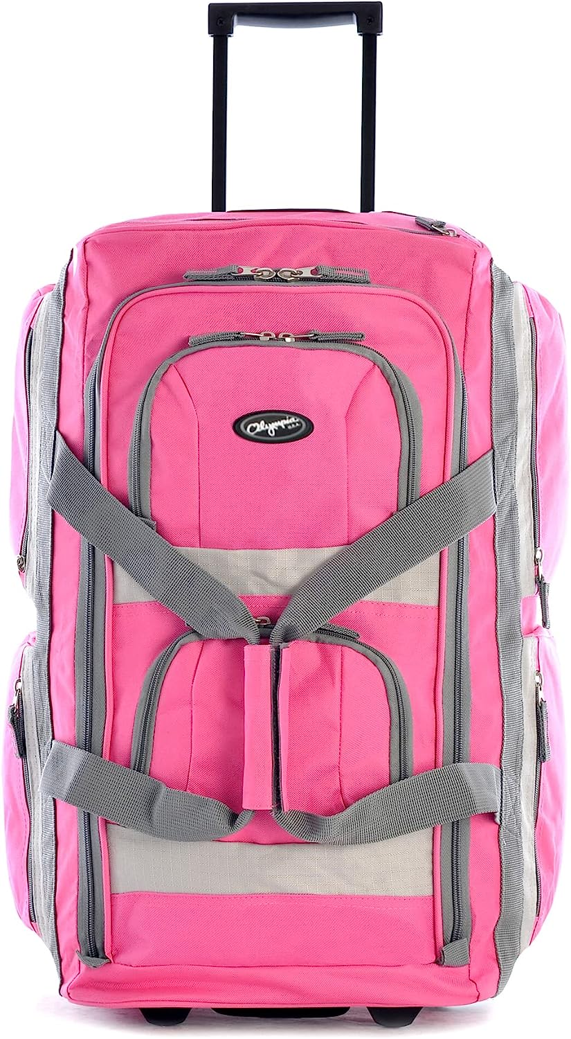 8 Pocket Rolling Duffel Bag, Hot Pink, 22 inch