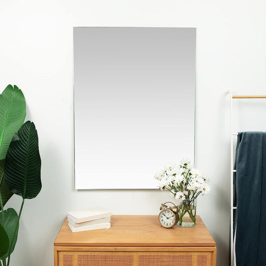 30x40 inch Rectangular Large Frameless Mirror | Edgeless Lightweight Home Gym Mirror for Wall | Plain Premium Hanging Horizontal and Vertical Mirror Workout Room & Bathroom