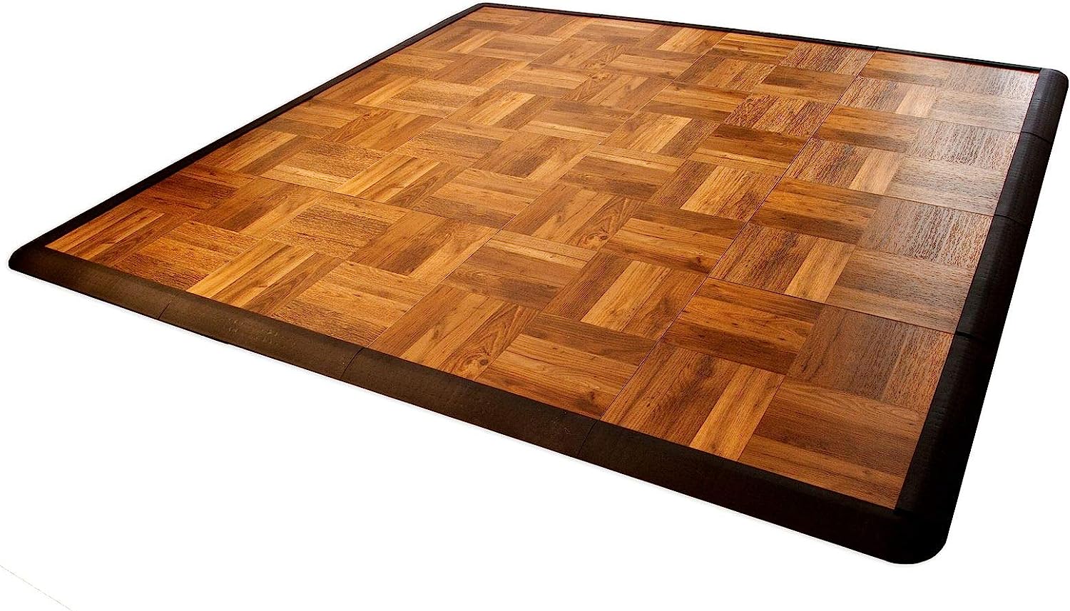 4X4DKOAKFLOOR Interlocking Lightweight Plastic Modular Dance Floor Kit (4' x 4'), Dark Oak, 32 Piece