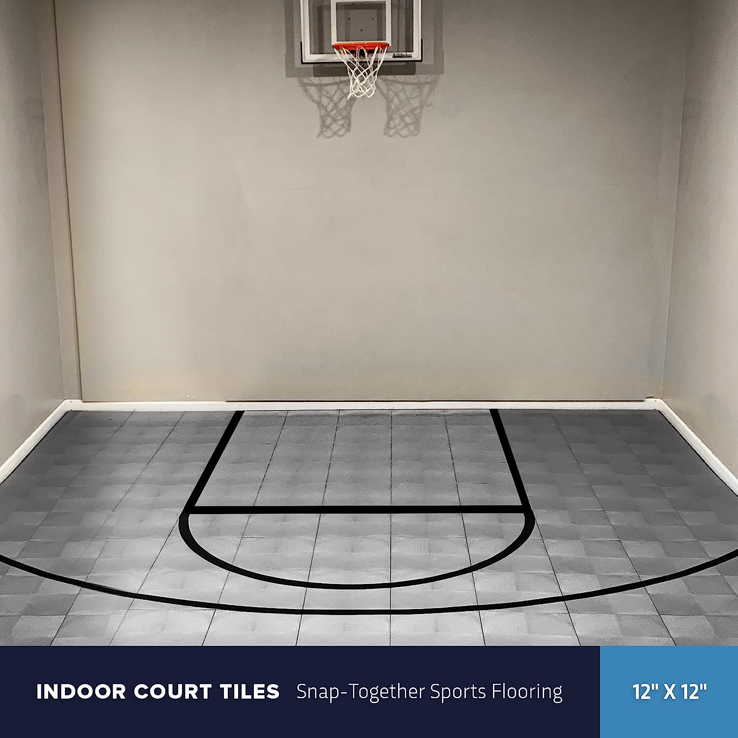 3/8 Inch Thick Indoor Basketball Court Flooring | Build The Ul Space for Basketball, Tennis, and More with Moisture-Resistant Plastic Floor Tiles | Graphite, 52 Tiles