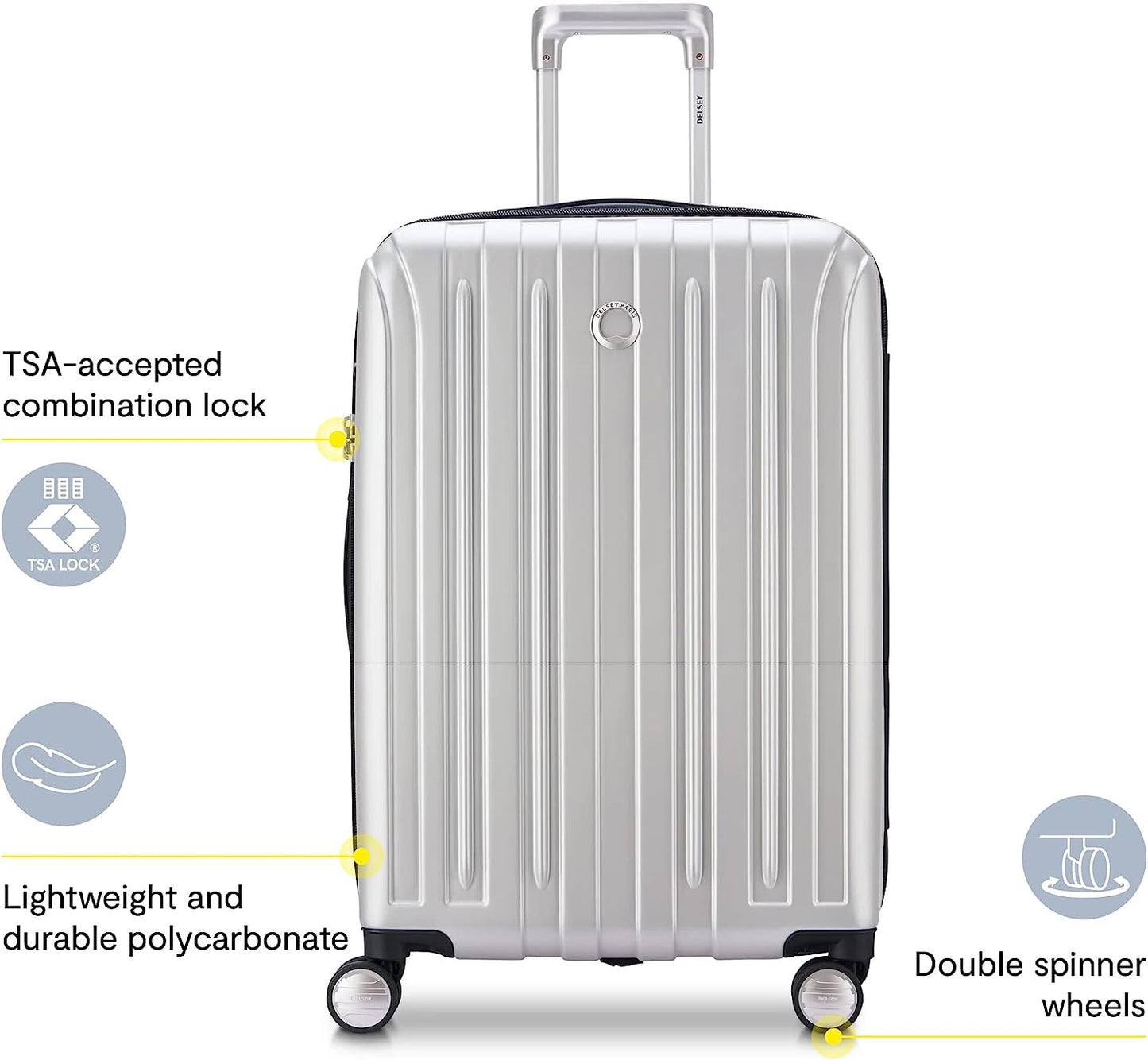 Titanium Hardside Expandable Luggage with Spinner Wheels, Silver, Carry-On 19 Inch