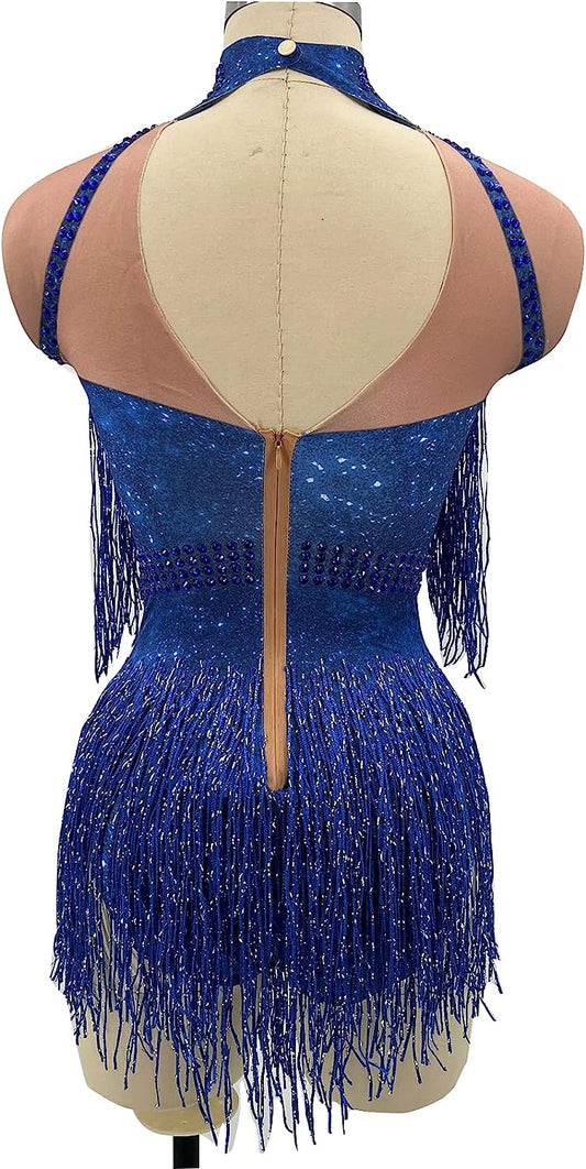 Sparkly Rhinestone Tassel Group Bodysuit Nightclub Ds Show Stage Wear Stretch Outfit Female Singer Dancer Festival