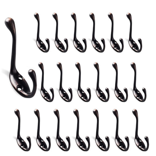 Heavy Duty Coat and Hat Hook Wall Mounted Coat/Hat Hook 3 1/4 inches - Screws Included - Coat Hanger Oil Rubbed Bronze (20 Pack)