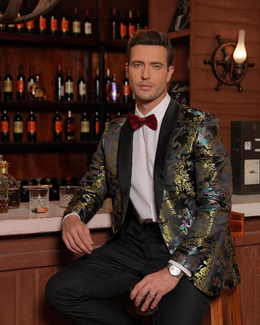 Men's Floral Dress Suit Luxury Embroidered Wedding Blazer Dinner Tuxedo Jacket for Party