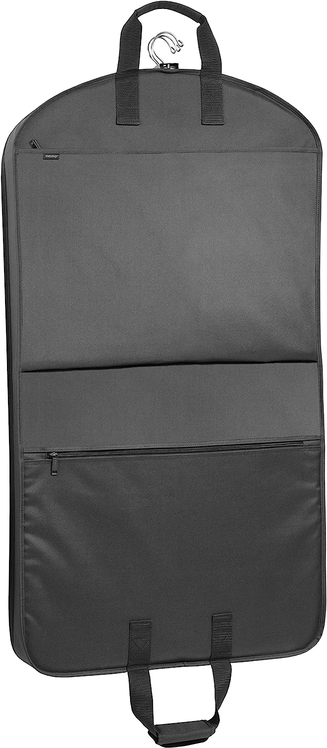 Deluxe Travel Garment Bag with Two Pockets, Black, 40-Inch