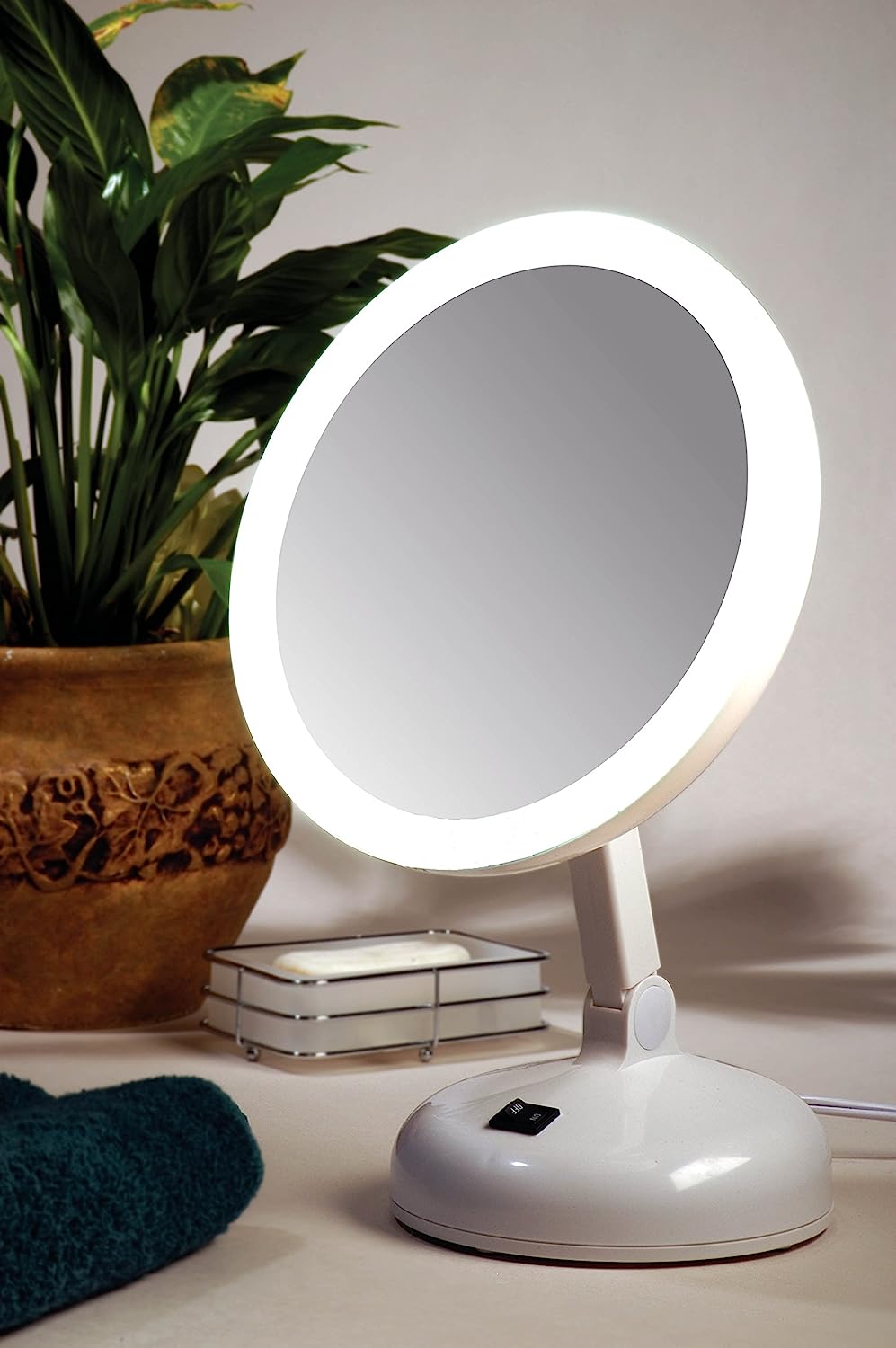 10X Magnifying LED Lighted Vanity Mirror with 2 Light Settings