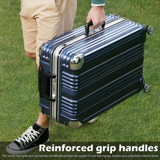 Luggage Aluminium Frame Suitcase TSA Lock 100% PC 20in 24in 28in (Sliver, M(24in))