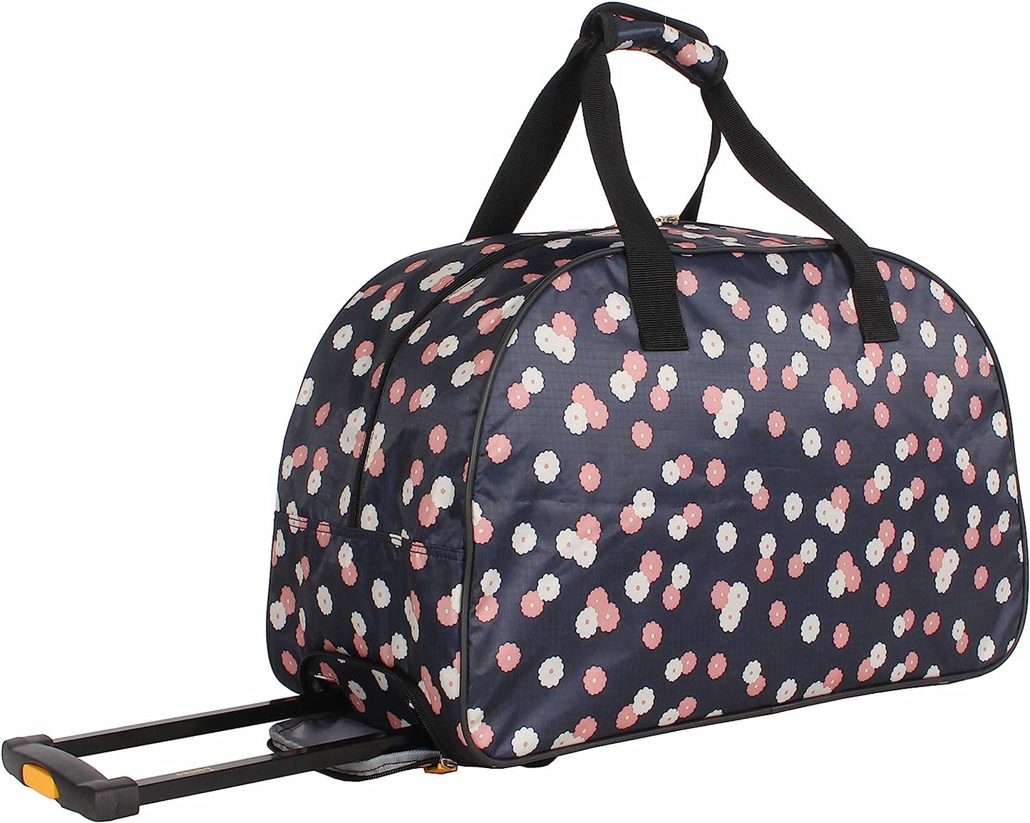 Designer Carry On Luggage Collection - Lightweight Pattern 22 Inch Duffel Bag- Weekender Overnight Business Travel Suitcase with 2- Rolling Spinner Wheels (Ditty Floral)