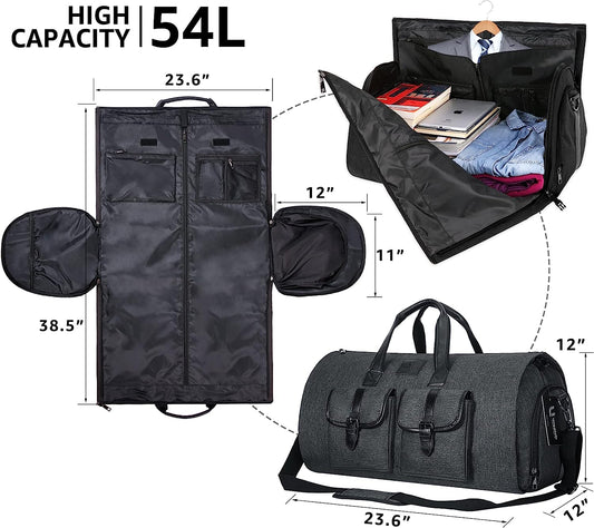 Carry-on Garment Bag Large Duffel Bag Suit Travel Bag Weekend Bag Flight Bag with Shoe Pouch for Men Women