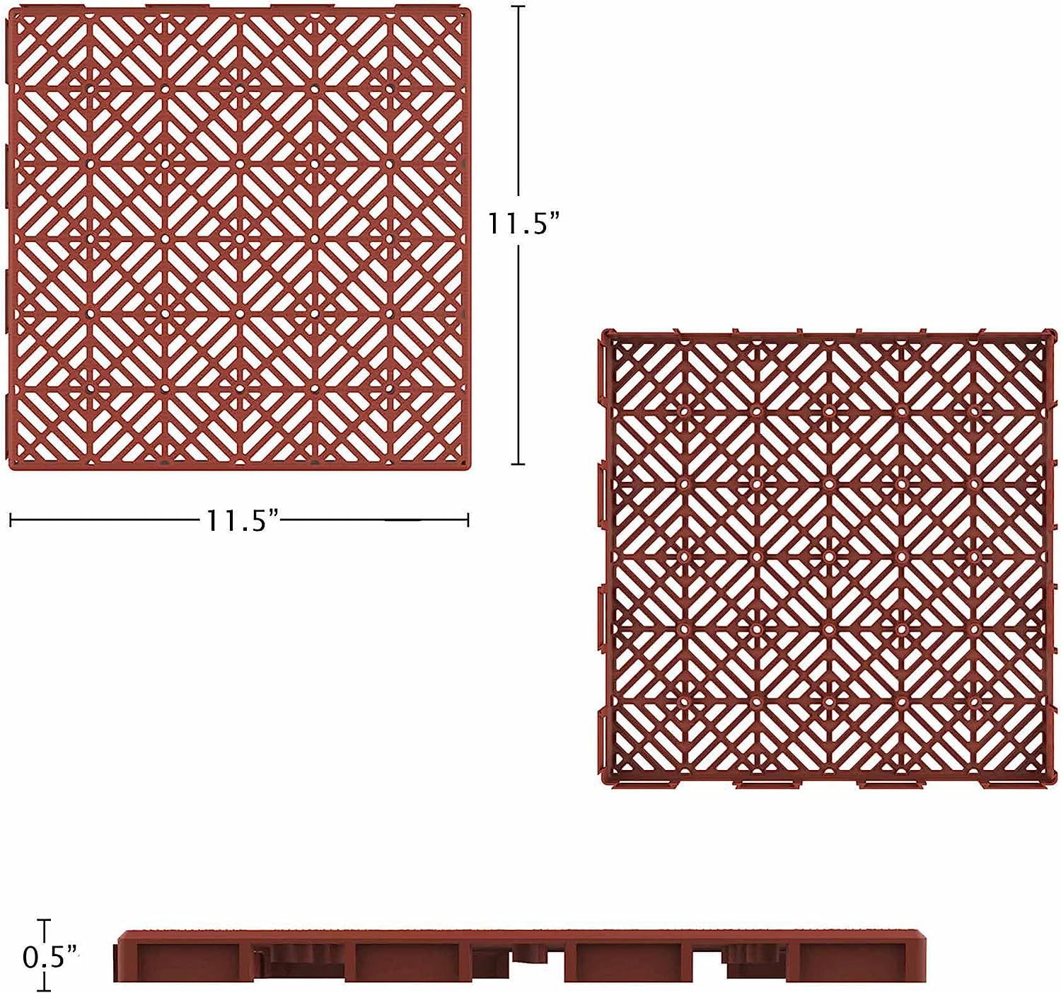 50-147-5 Interlocking Patio Deck Tiles, 30-Pack, Terracotta