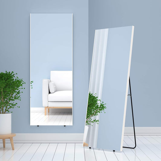 Full Length Mirror, 63"x24" No Glass Mirror Shatterproof Mirror Full Length, Floor Full-Length Mirror with Stand Safe Mirror for Kids, Large Aluminum Alloy Framed Mirror for Kids Bedroom