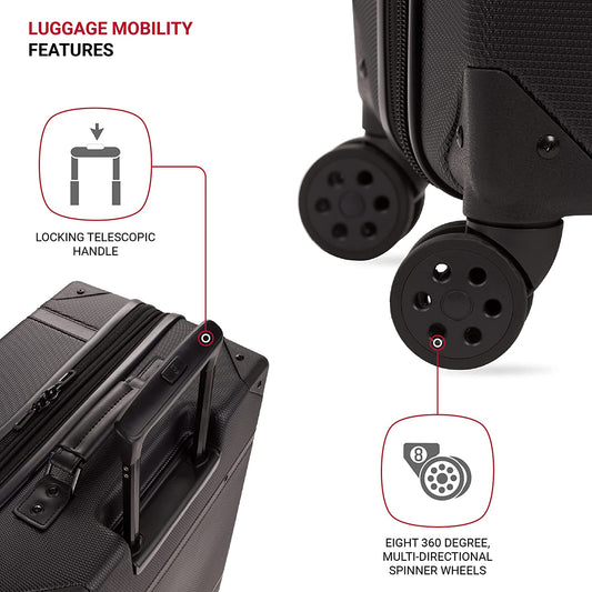 7739 Hardside Luggage Trunk with Spinner Wheels, Black, Checked-Large 26-Inch