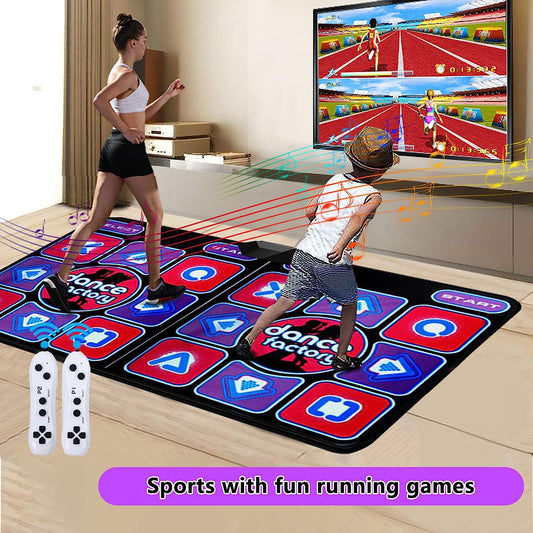 Dance Mat Games for TV, Double Dance Mat for Kids and Adults, 63 Musical Dancing Game Dance Pad with Remote Controls, AV Cable, Easy Folding Dancing Pad for Gifts