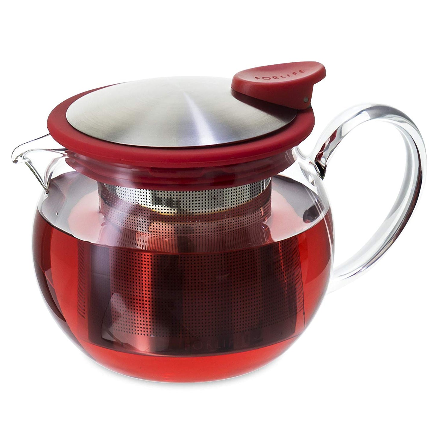 Bola Glass Teapot with Basket Infuser, 15-Ounce/444ml, Red