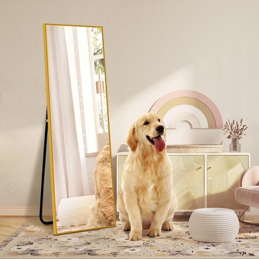 Full Length Mirror, 51x16 Inch Aluminum Alloy Frame Large Wall Mirror, Vanity Mirror, Bedroom Mirror, Dressing Mirror, Living Room Mirror,Gold