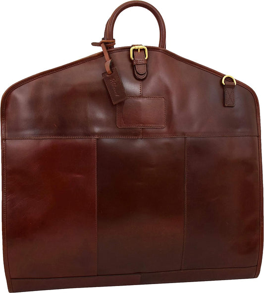 Luxury Leather Suit Carrier Slimline Travel Garment Dress Bag Keswich Brandy New