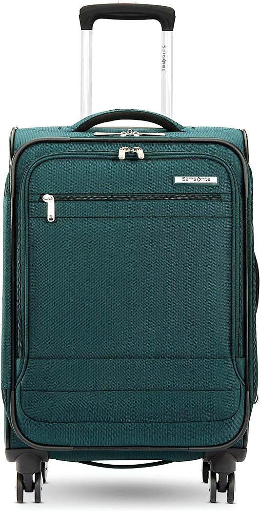 Aspire DLX Softside Expandable Luggage with Spinner Wheels, Checked-Medium 25-Inch, Emerald