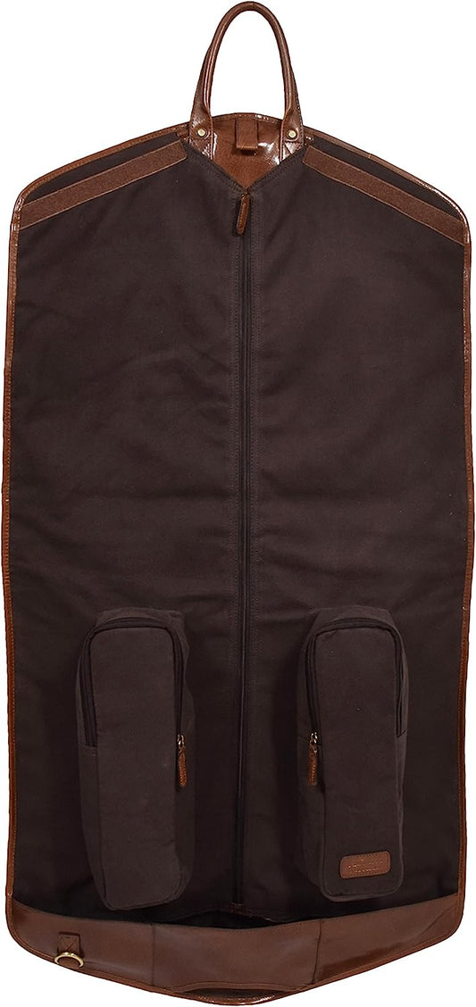 Leather Suit Carrier Bag Chestnut Suiter Case Travel Dress Garment Cover Finley