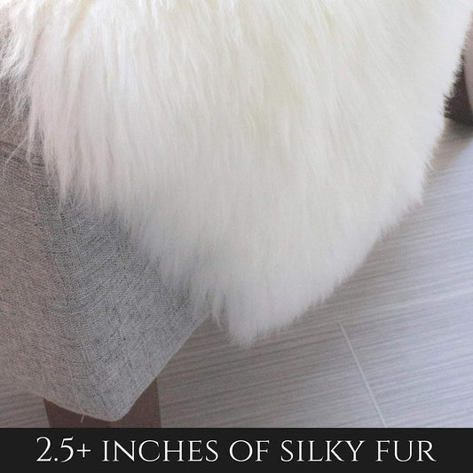 Genuine New Zealand Fluffy Sheepskin Rug for Bedroom Living Room, Natural, Large 2' x 3' Single Pelt