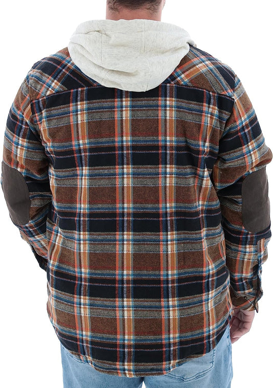 Men's Camp Night Berber Lined Hooded Flannel Shirt Jacket